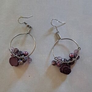 Chic Lavender Beaded Hoop Earrings